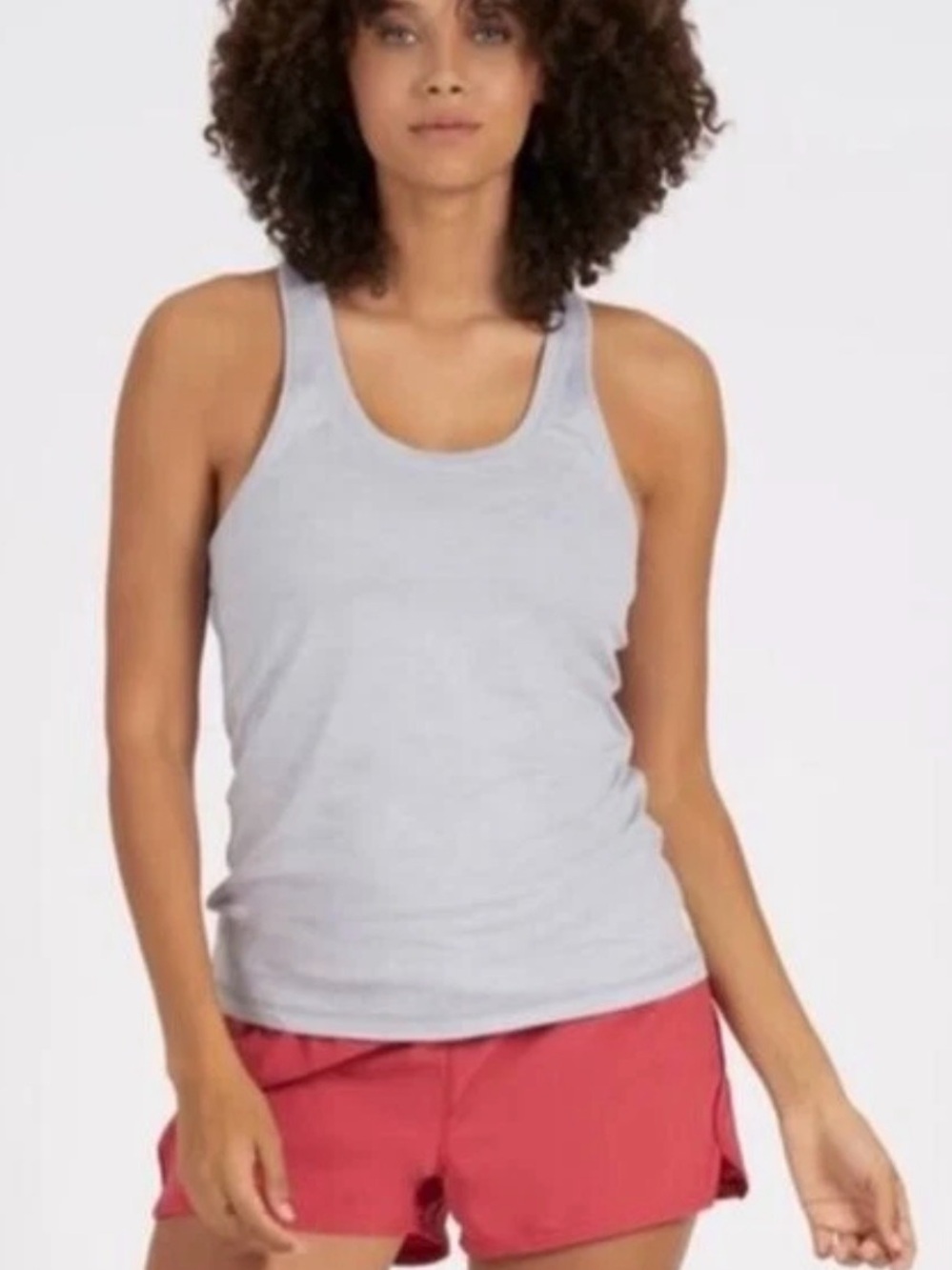 Vuori Lux Performance Racerback Tank Platinum Heather Gray Women’s
